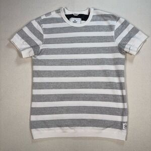 Reigning Champ Terry T-Shirt Men's S Gray White Stripe 100% Cotton Logo
